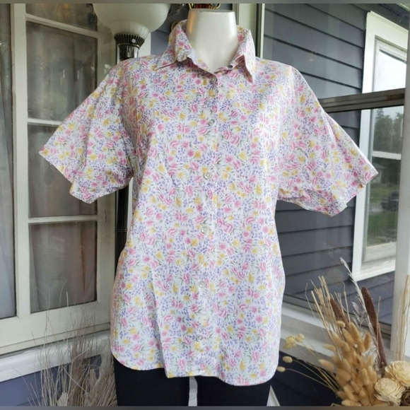 VTG 80's Separate Issue Multicolored Floral Womans Buttons Up Shirt Casual Top - Picture 3 of 8